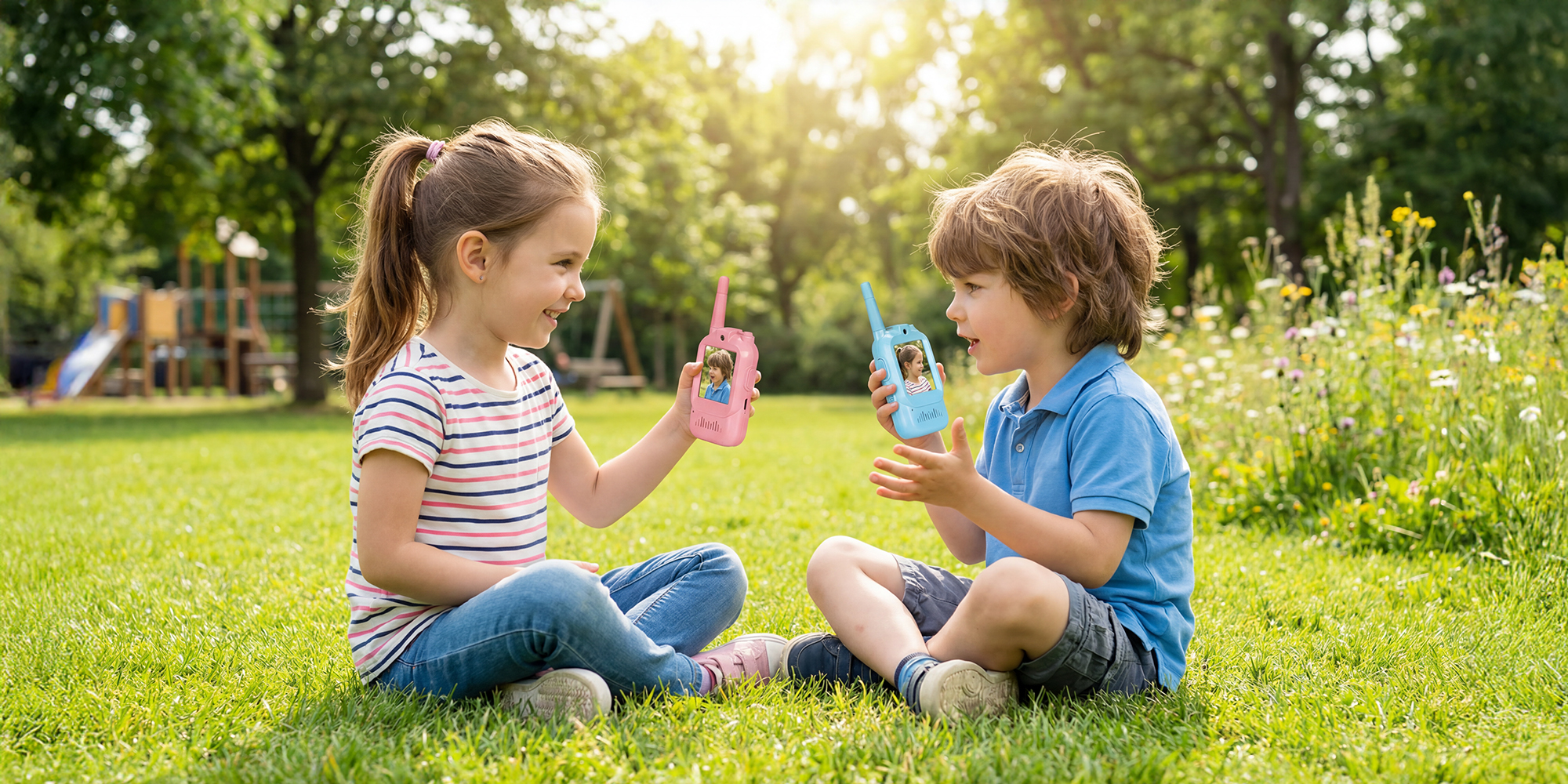 Krótkofalówka wideo Redleaf walkie-talkie WT2 - niebieska, różowa
